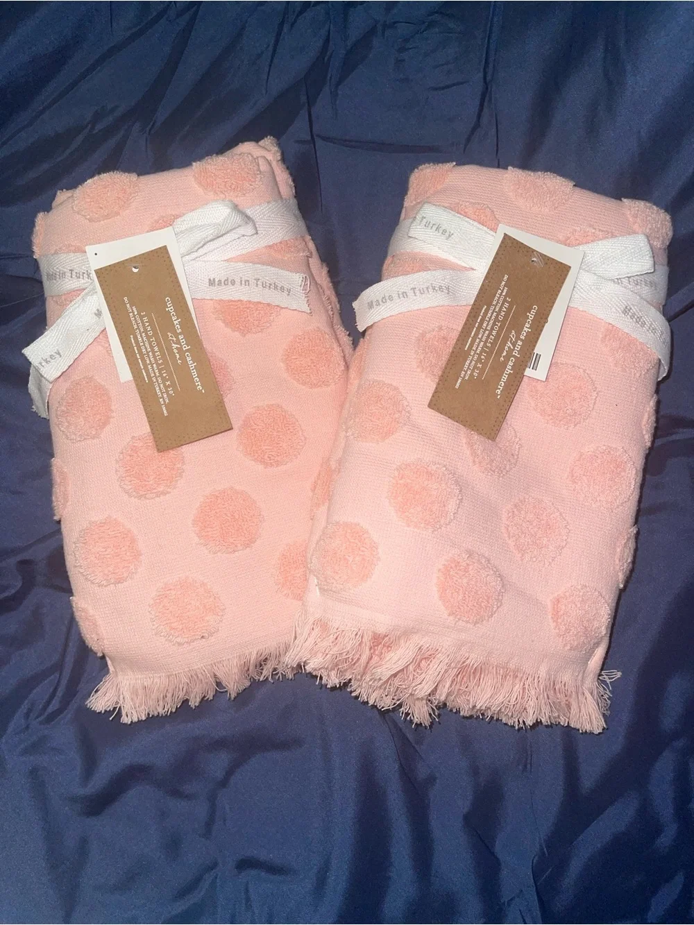 cupcakes & cashmere Pink Polka Dot Hand Towels - Set of 2